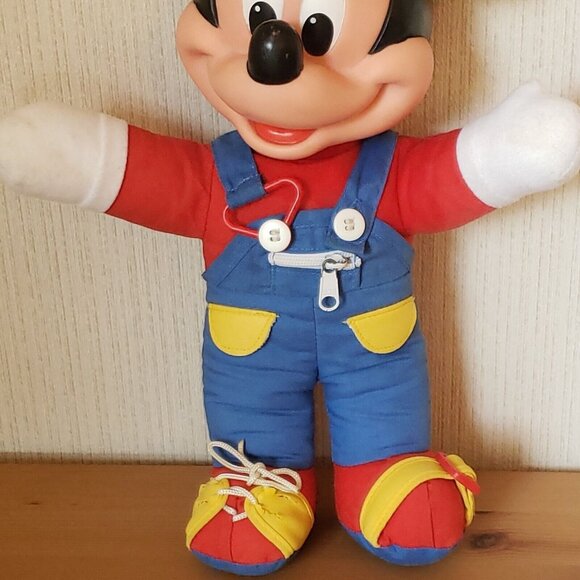 Disney Learn To Dress Me Plush Rubber Face  Mickey Mouse Doll 15" Vintage 80s - Picture 3 of 11